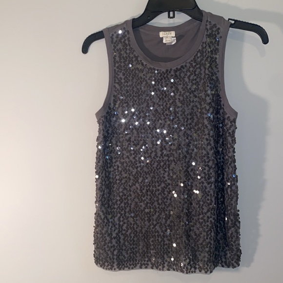 J. Crew Beautiful Grey Sequin Tank top Size XS - Picture 3 of 8
